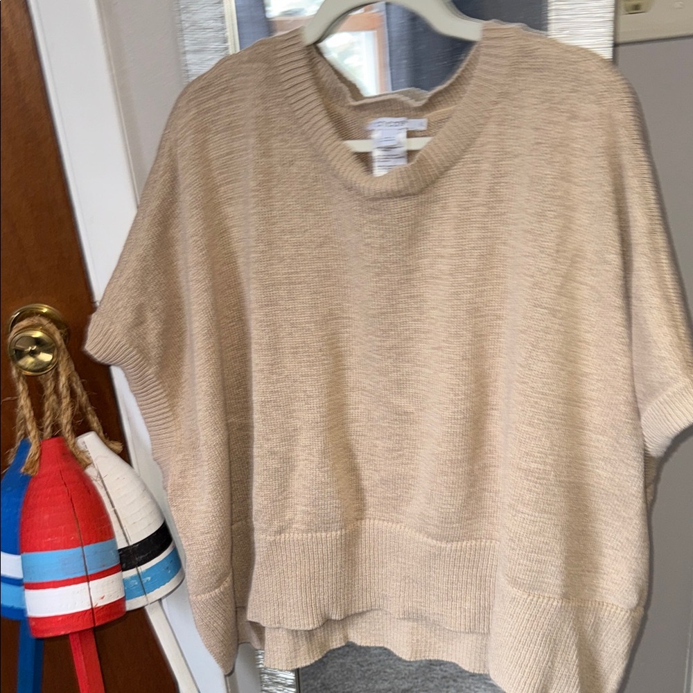 Chico’s L/XL Beige Knit Short Sleeve Sweater